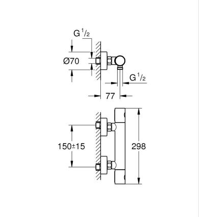 GROHE 34765000-Thermostatische Duscharmatur GROHTHERM COSMOPOLITAN DN 15 Chrom