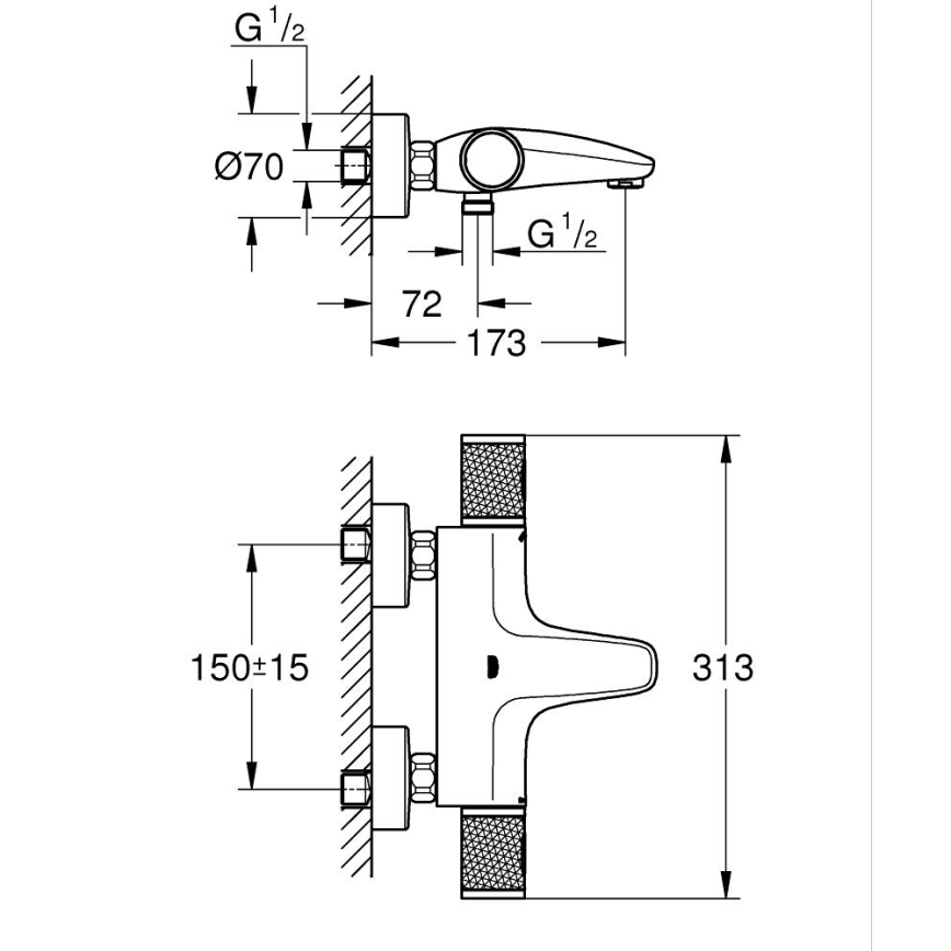 GROHE 34788000 - Thermostat-Wannenarmatur PRECISION FEEL DN 15, glänzender Chrom