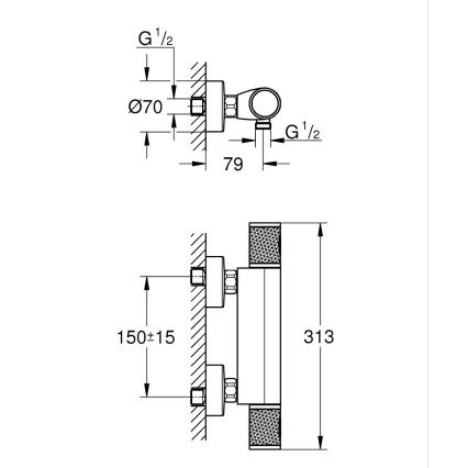 GROHE 34790000 - Thermostat-Duscharmatur PRECISION FEEL DN 15 Chrom