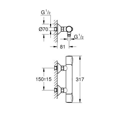 GROHE 34840000 - Thermostatische Duscharmatur PRECISION DN 15, glänzender Chrom