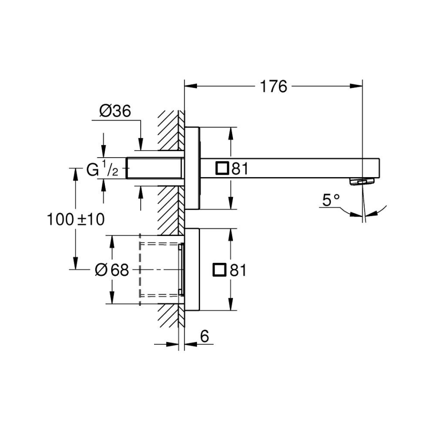 GROHE 36442000 - Infrarot-Elektronik-Armatur EUROCUBE E, glänzend verchromt