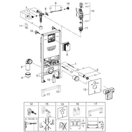 GROHE 36509SH0 - RAPID SLX 4-in-1-Set, 1,13 m, Edelstahl
