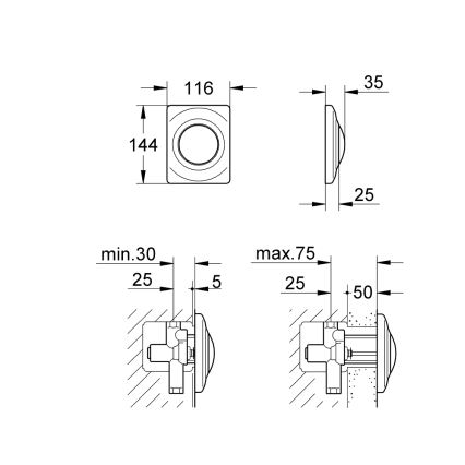 GROHE 37018SH0 - Betätigungsplatte SURF 116 × 144 mm weiß