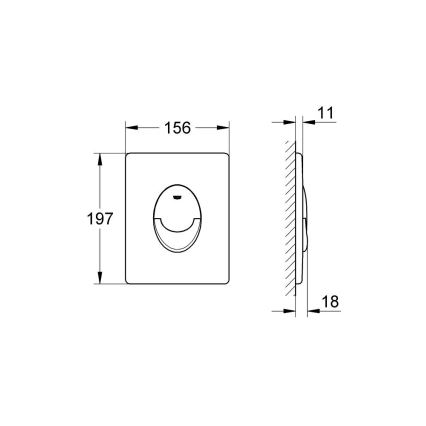 GROHE 38505000 - Betätigungsplatte SKATE AIR 156 × 197 mm Hochglanz-Chrom