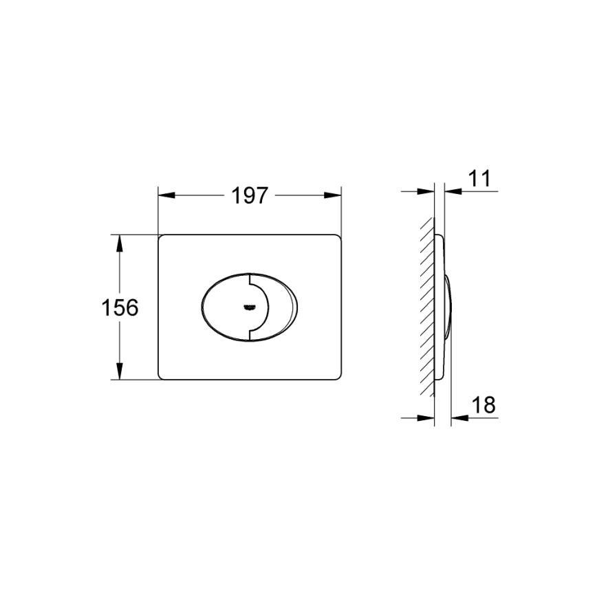 GROHE 38506000 - Betätigungsplatte SKATE AIR 156 × 197 mm, glänzender Chrom