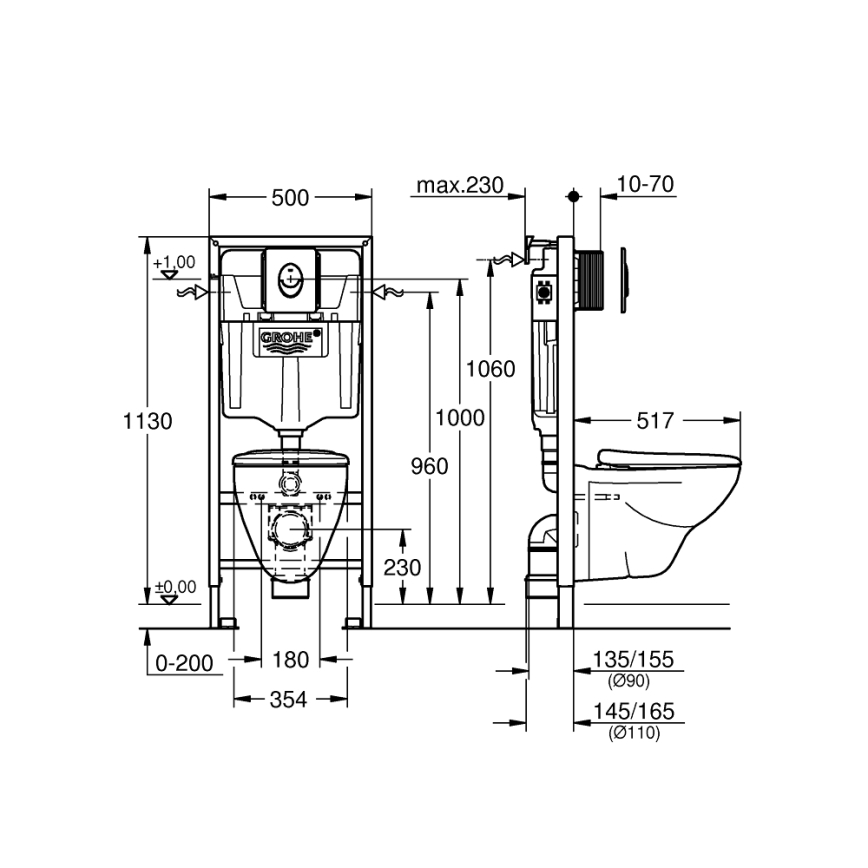 GROHE 39192000 - SOLIDO 4-in-1-Set, 1,13 m, DuroWhite