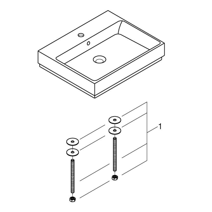GROHE 3947700H - Waschbecken CUBE CERAMIC 600 × 490 mm Keramik/weiß