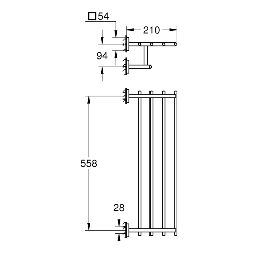 GROHE 41099DC0 - Halterung 210 x 600, Edelstahl