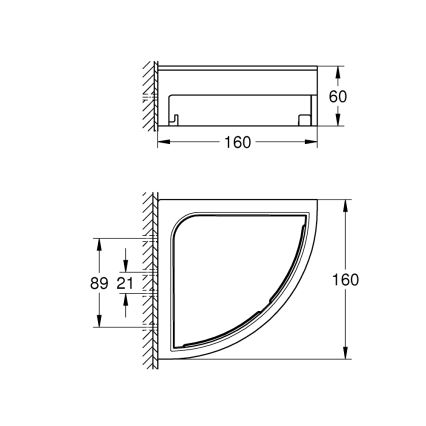 GROHE 41106000 - Eck-Duschablage START CUBE 16 cm glänzender Chrom