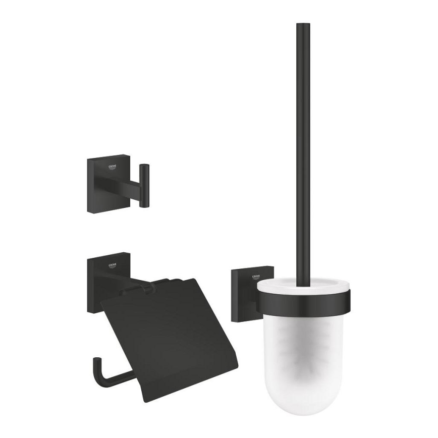 GROHE 411232430 - ESSENTIALS WC-Zubehörset 3‑in‑1, schwarz