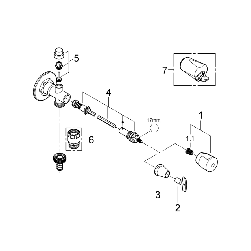 GROHE 41208000 - Außenwandventil EUROTEC DN 15, Hochglanz-Chrom