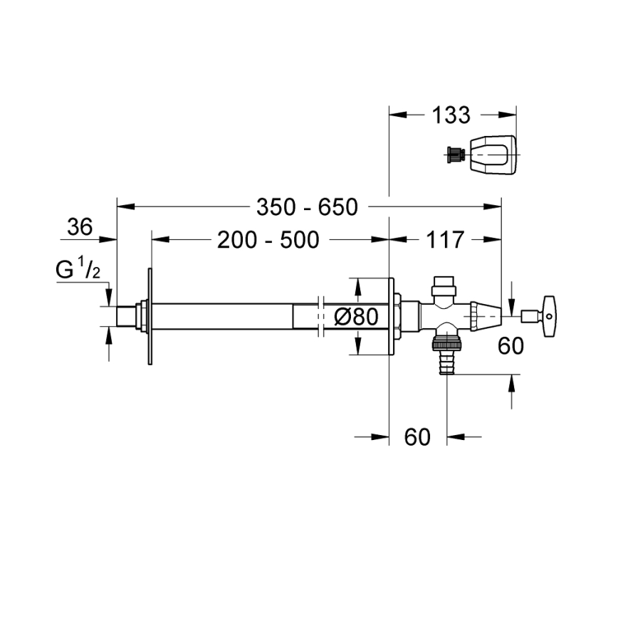 GROHE 41208000 - Außenwandventil EUROTEC DN 15, Hochglanz-Chrom