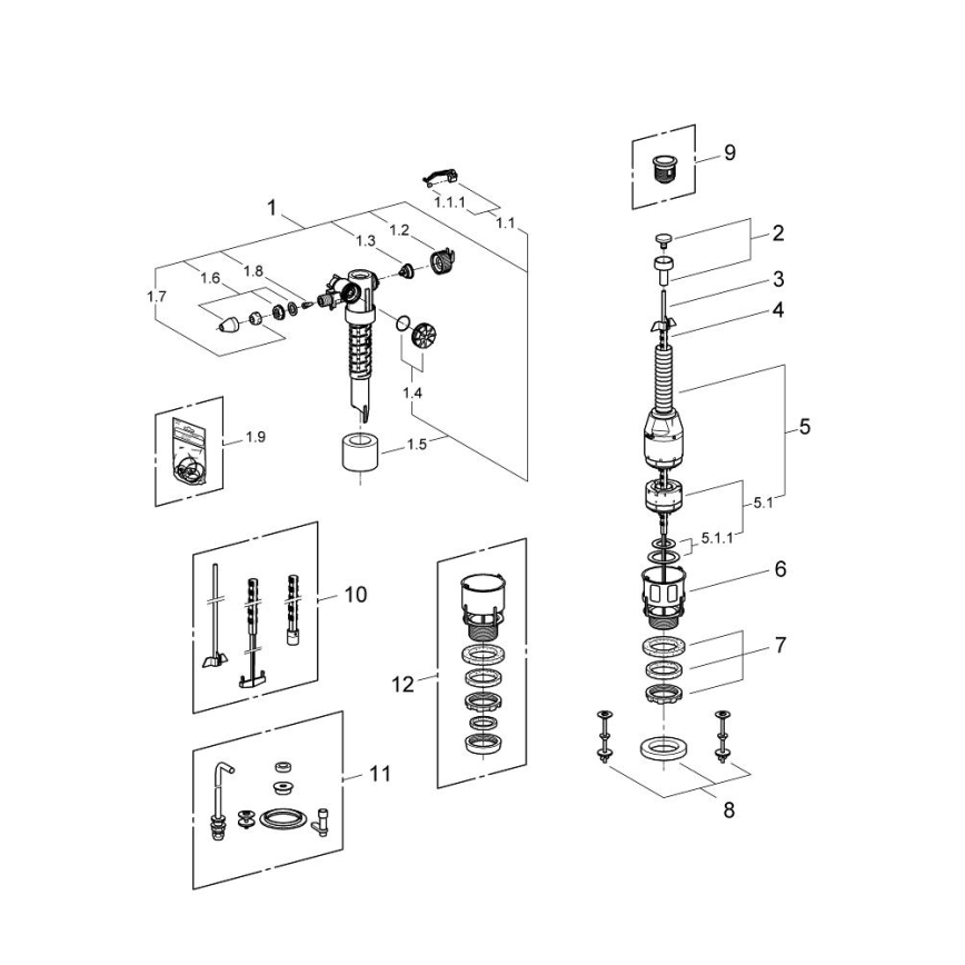 GROHE 43907PI0 - Ersatzset für keramische WC-Spülkästen