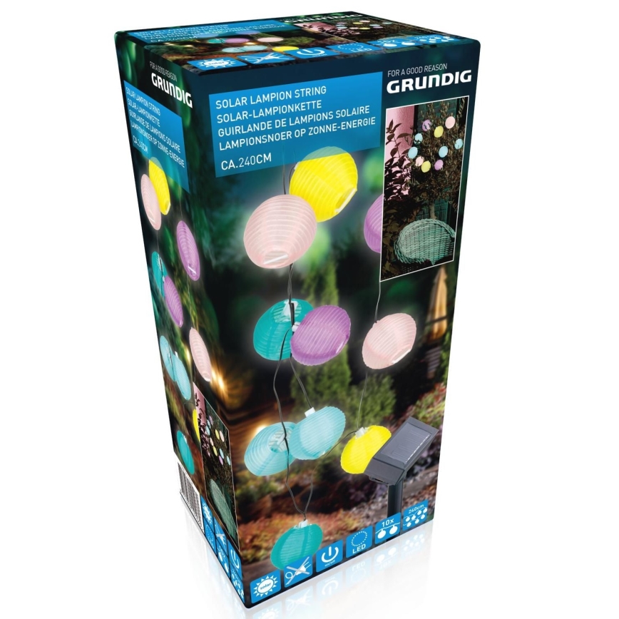 Grundig 14106 - LED-Solarlichterkette 2,4m 10xLED/1,2V 600 mAh