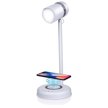 Grundig – 3‑in‑1 LED‑Tischlampe mit kabellosem Laden und integriertem Lautsprecher, LED/15 W/5 V