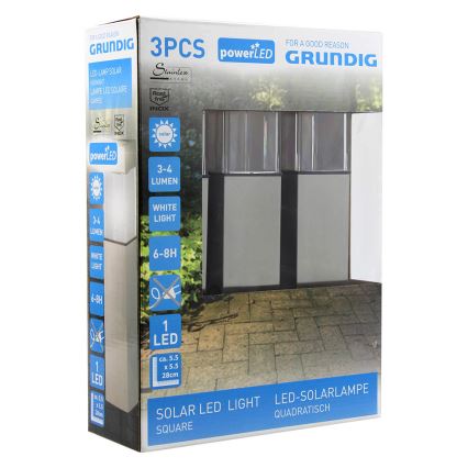 Grundig 90048 - SET 3x Solarleuchte LED/5,5x28cm 1xAAA 600 mAh