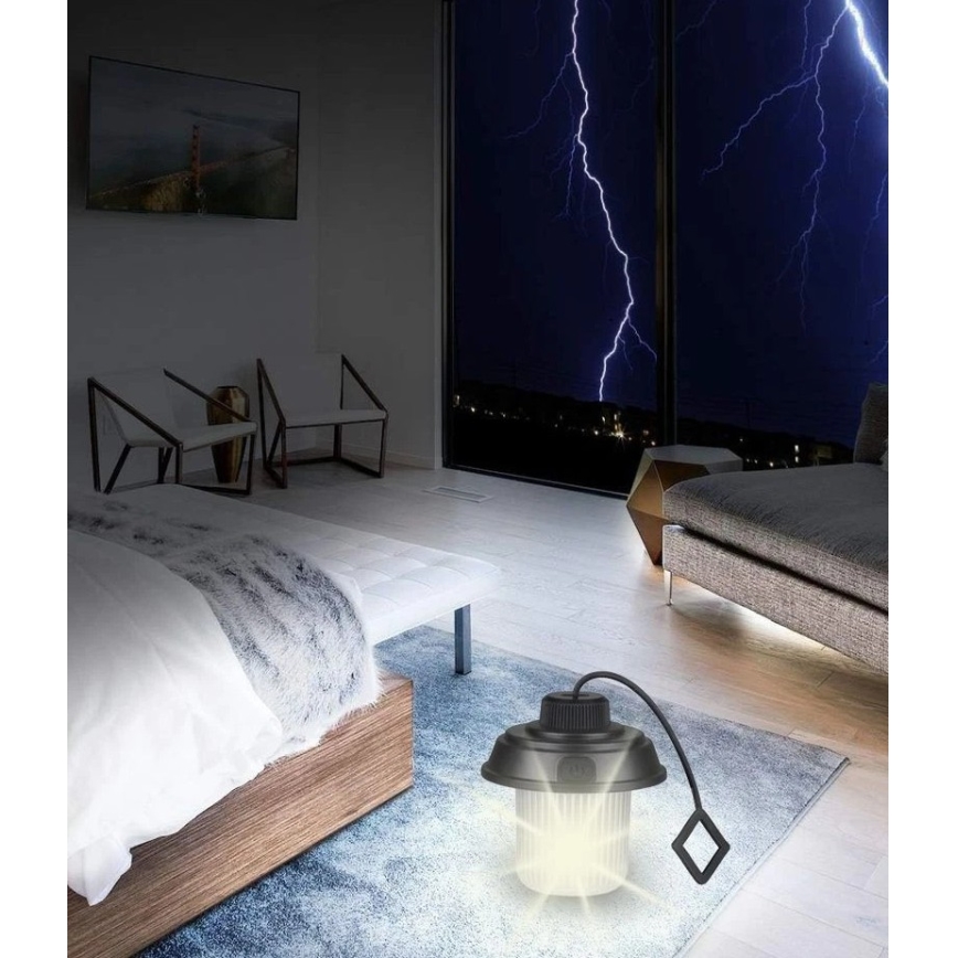 Grundig - LED-Campinglampe LED/3xAA 3000/4500/6000K IP44 schwarz