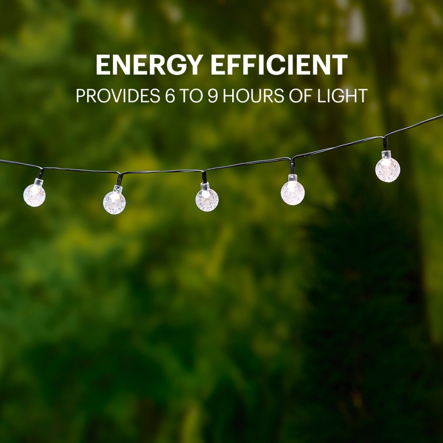 Grundig - LED Solar-Lichterkette 50xLED/8 Funktionen 6,9 m warmweiß 600 mAh
