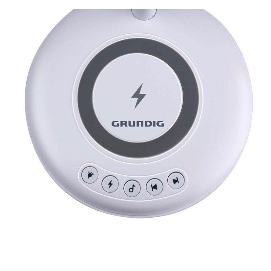 Grundig – 3‑in‑1 LED‑Tischlampe mit kabellosem Laden und integriertem Lautsprecher, LED/15 W/5 V