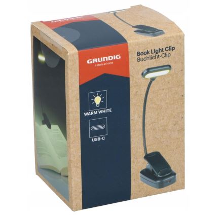 Grundig - Wiederaufladbare LED-Schreibtischlampe mit Klemme, LED/5V 400 mAh, schwarz
