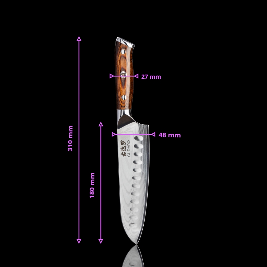 Gudaro - Santoku-Küchenmesser 17,5 cm Damaststahl