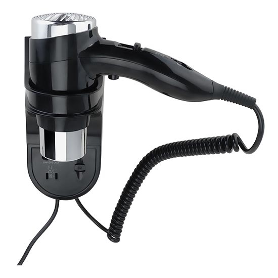 Haartrockner mit Halterung 11x24 cm, silber/schwarz