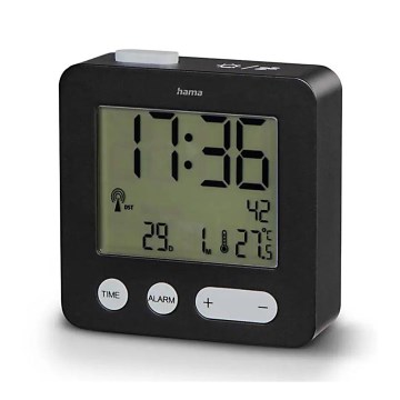 Hama – Wecker mit LCD-Anzeige und Thermometer 2xAAA schwarz