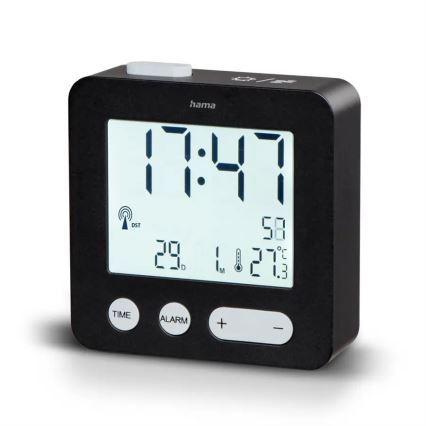 Hama – Wecker mit LCD-Anzeige und Thermometer 2xAAA schwarz