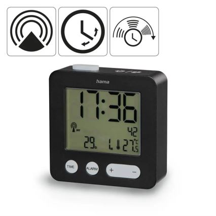 Hama – Wecker mit LCD-Anzeige und Thermometer 2xAAA schwarz