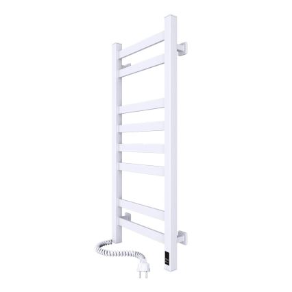 Handtuchheizkörper AVANGARD mit Thermostat 251W/230V, 80,6 cm, IP44, weiß, links, eckig