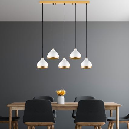 Hängelampe YILDO 5xE27/40W/230V weiß/gold