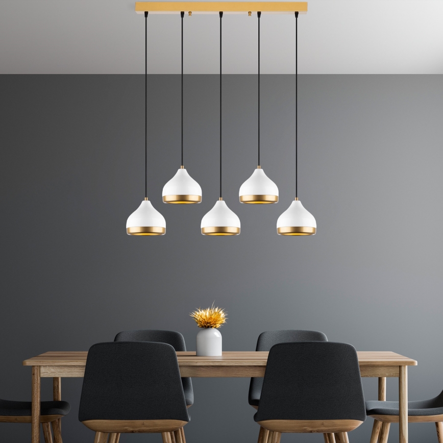 Hängelampe YILDO 5xE27/40W/230V weiß/gold