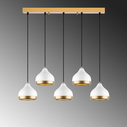 Hängelampe YILDO 5xE27/40W/230V weiß/gold