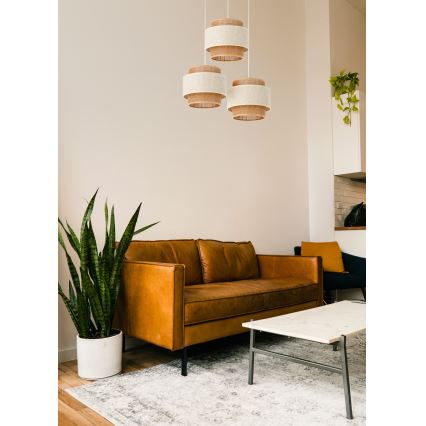 Hängeleuchte an Kabel BOHO 3xE27/60W/230V Creme/Jute