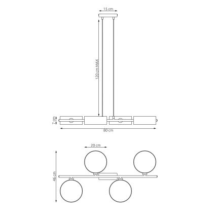 Hängeleuchte an Kabel DRUMZ 4xE14/10W/230V schwarz/grau