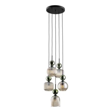 Hängeleuchte an Kabel SOPHIA 5xE14/10W/230V schwarz/grün/rauchbeige