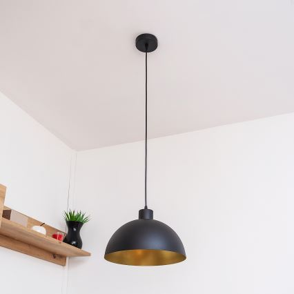 Hängeleuchte an Kabel VESPER 1xE27/15W/230V Ø 30 cm schwarz/gold