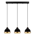 Hängeleuchte an Kabel YILDO 3xE27/40W/230V schwarz/gold