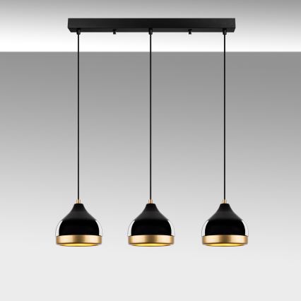 Hängeleuchte an Kabel YILDO 3xE27/40W/230V schwarz/gold