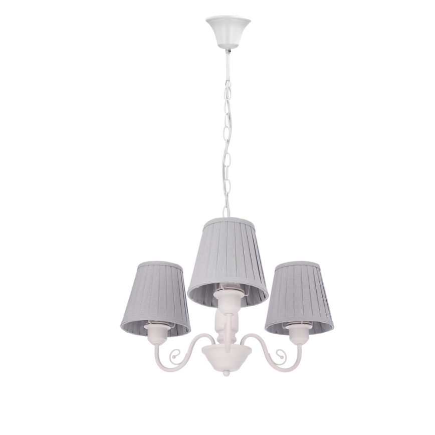 Hängeleuchte an Kette FIREZ 3xE27/40W/230V weiß/grau