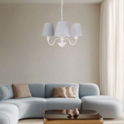 Hängeleuchte an Kette FIREZ 3xE27/40W/230V weiß/grau