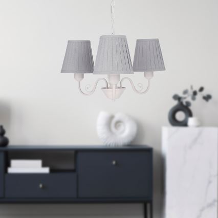 Hängeleuchte an Kette FIREZ 3xE27/40W/230V weiß/grau