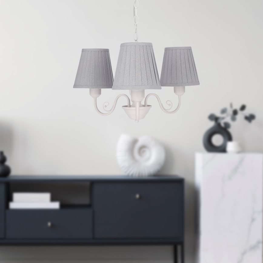 Hängeleuchte an Kette FIREZ 3xE27/40W/230V weiß/grau