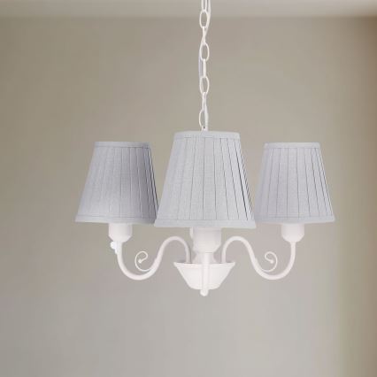Hängeleuchte an Kette FIREZ 3xE27/40W/230V weiß/grau