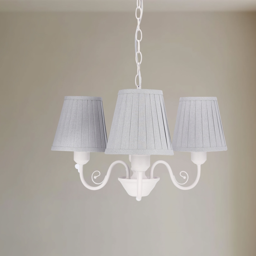 Hängeleuchte an Kette FIREZ 3xE27/40W/230V weiß/grau
