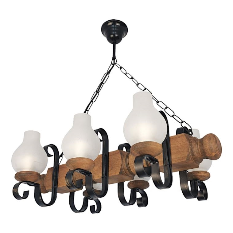 Hängeleuchte an Kette RUSTIC 6xE14/40W/230V Buche