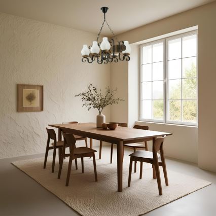 Hängeleuchte an Kette RUSTIC 6xE14/40W/230V Buche