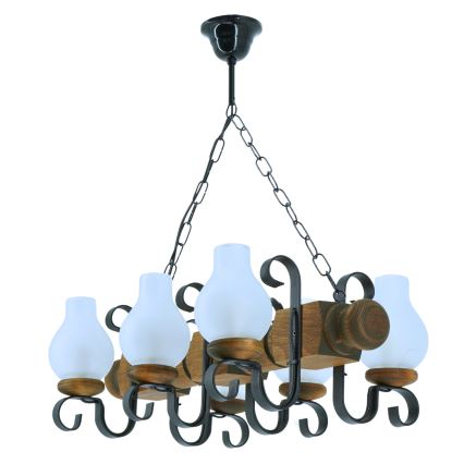 Hängeleuchte an Kette RUSTIC 6xE14/40W/230V Buche