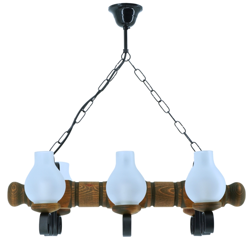 Hängeleuchte an Kette RUSTIC 6xE14/40W/230V Buche