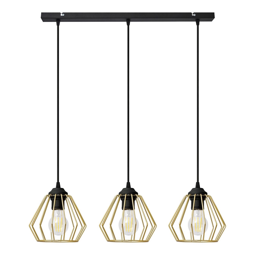 Hängeleuchte an Schnur AGAT 3xE27/15W/230V golden/schwarz